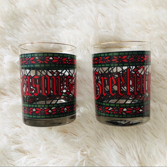 HOUZE Christmas Lowball Glasses Mid-Century Modern